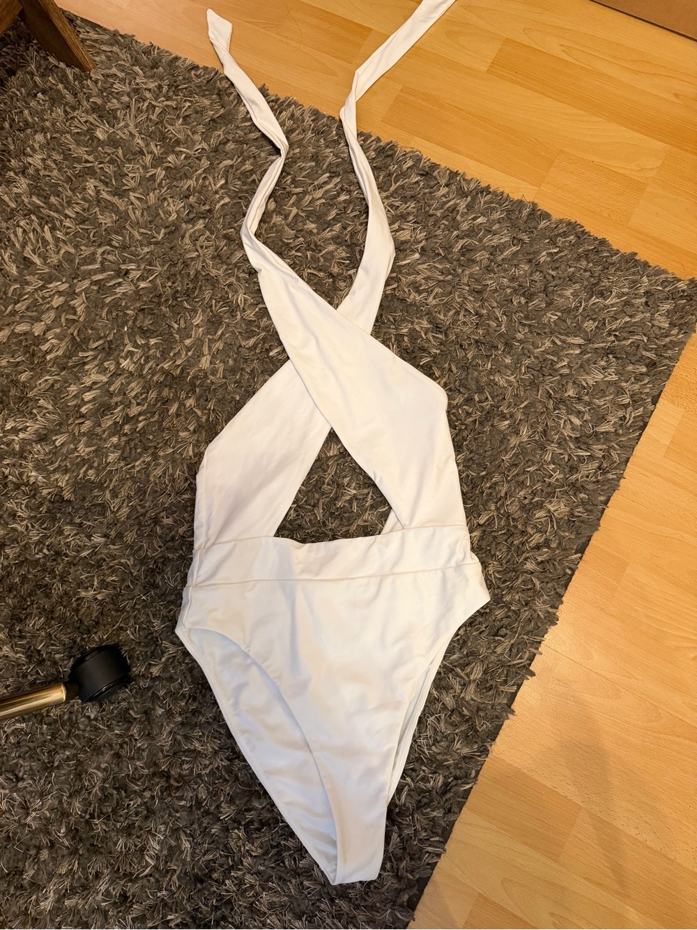 White One-Piece Swimsuit with Cross-Back Straps